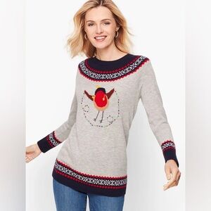 Talbots Holiday Bird Fair Isle Sweater Size XS